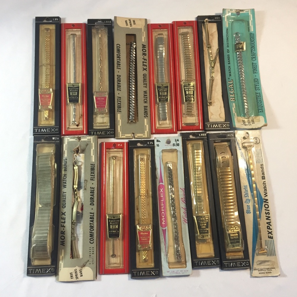 16 Watch band Vintage Old in packages Lot